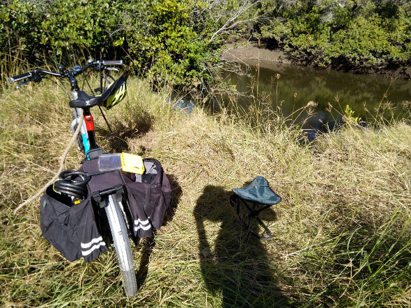 Fishing hole mountain bike stool