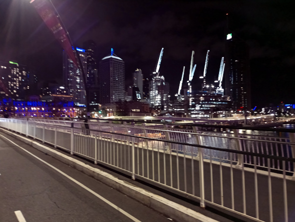 Cycling Victoria Bridge Brisbane at night
