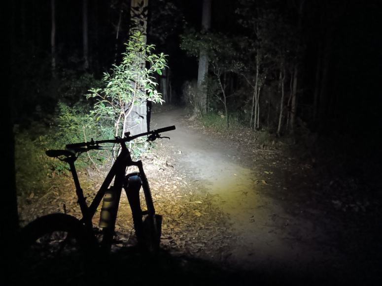Mountain biking at Bunyaville at night