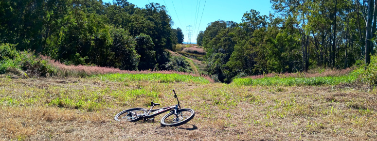 Ironbark Gully powerlines and a mountain bike