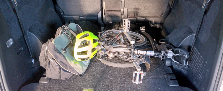 Brompton bike in a car boot