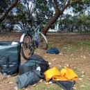 Setting up camp at Lions Boulevard Park