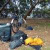 Setting up camp at Lions Boulevard Park