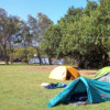 Camp set up at Lions Boulevard Park