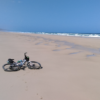 Ready to ride long the beach to the Freshwater Track about 35km that way