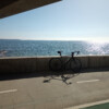 Road biking at the Brighton waterfront