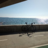 Road biking at the Brighton waterfront